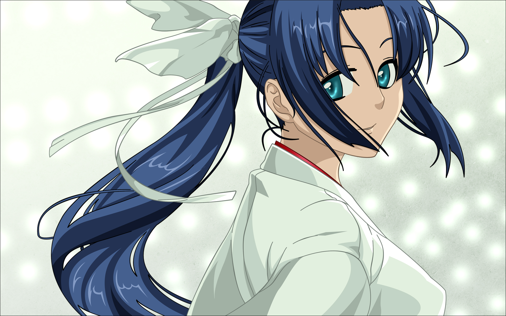 blue_eyes, blue_hair, long_hair, minato_subaru, ribbons, soukou_akki_muramasa, white