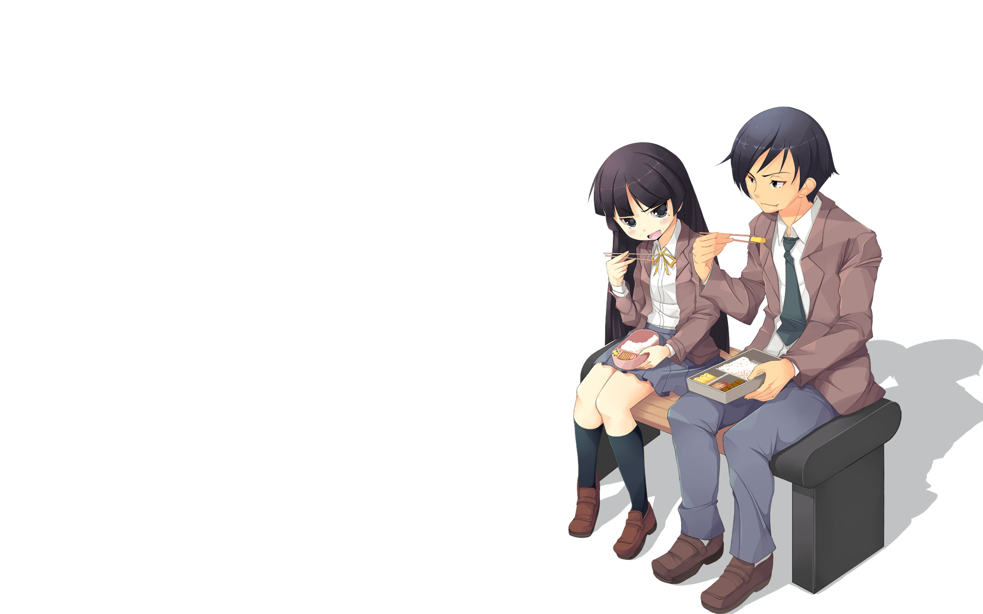 food, gokou_ruri, koflif, kousaka_kyousuke, male, ore_no_imouto_ga_konna_ni_kawaii_wake_ga_nai, school_uniform, white