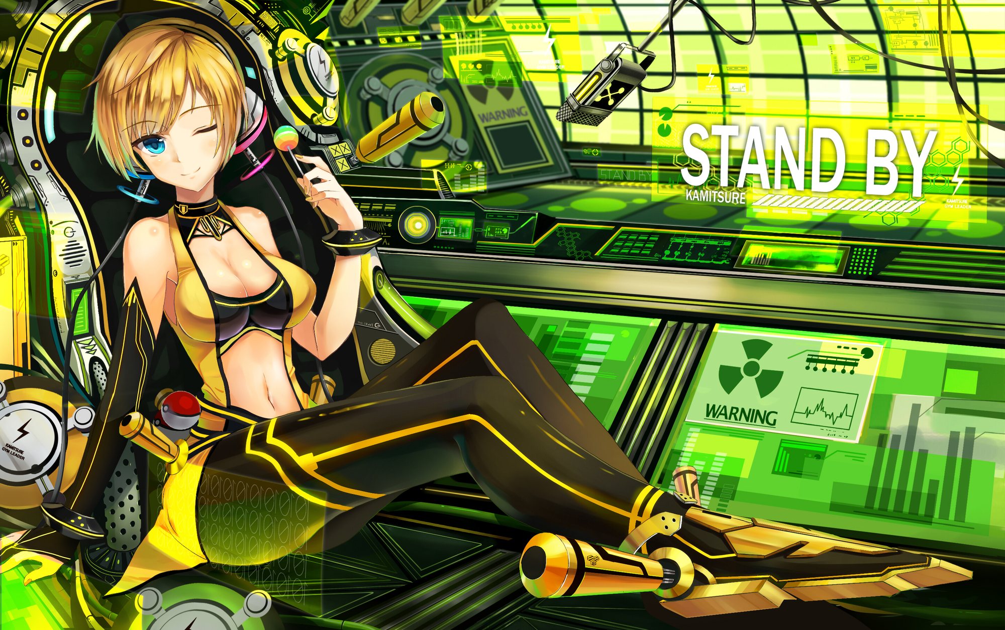 akabane_(zebrasmise), blonde_hair, kamitsure, pokemon, wink