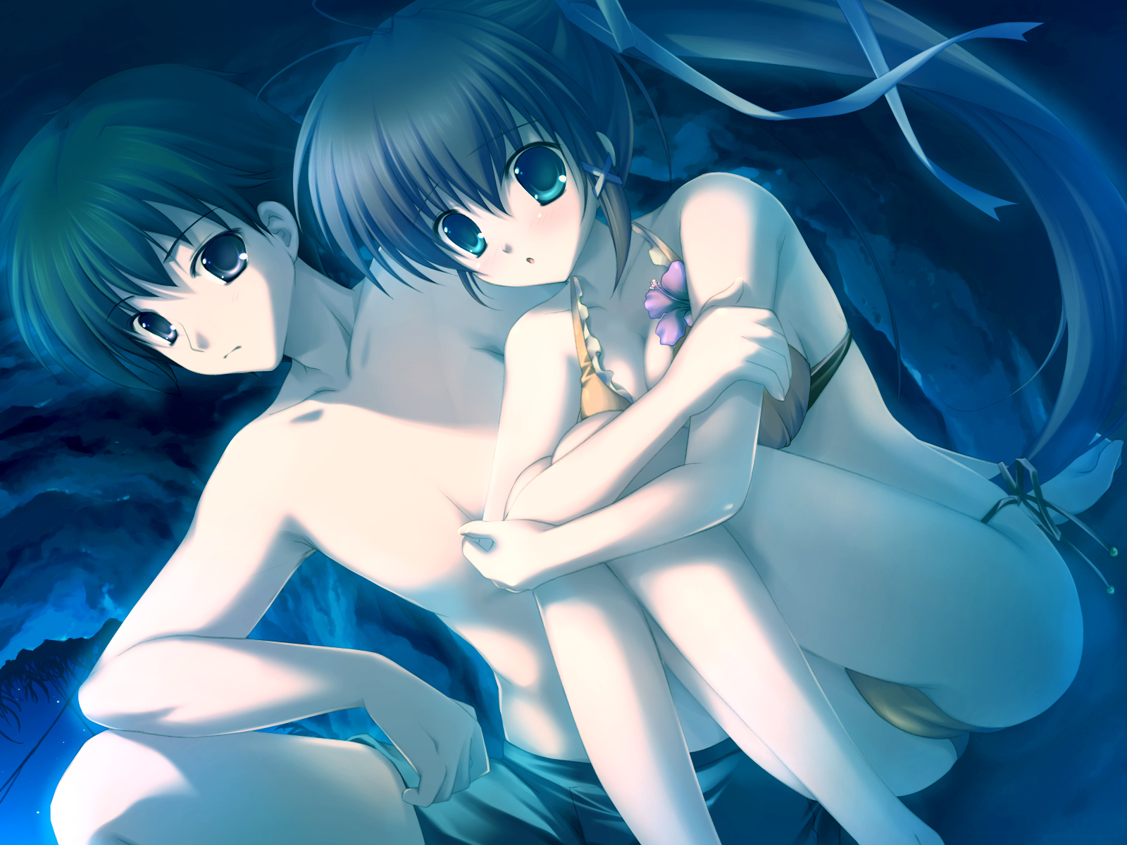 bikini, breasts, cleavage, game_cg, kiss_x_demon_lord_x_darjeeling, marmalade, mikeou, swimsuit