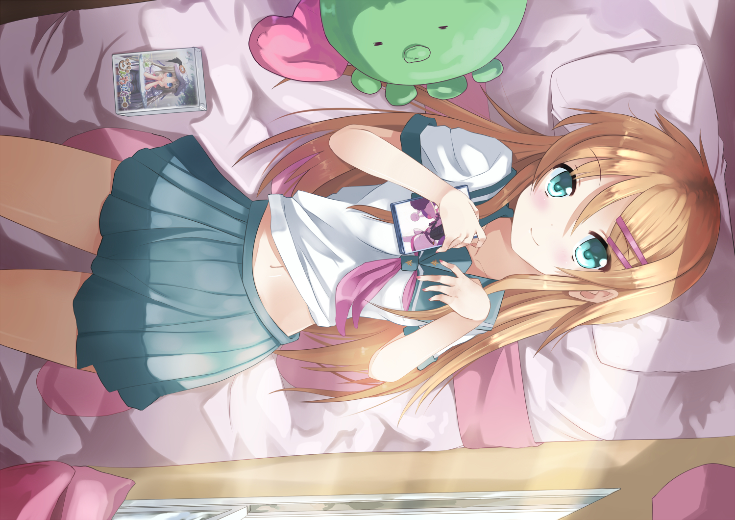 bed, kousaka_kirino, kud_wafter, little_busters!, noumi_kudryavka, ore_no_imouto_ga_konna_ni_kawaii_wake_ga_nai, school_uniform, skirt, xephonia