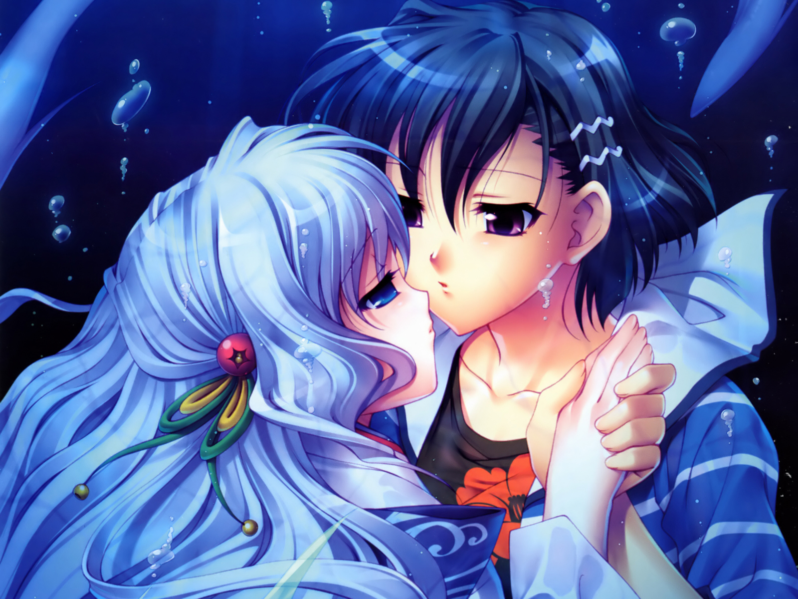 aoi_shiro, japanese_clothes, kimono, nami_(aoi_shiro), osanai_shouko, shoujo_ai, underwater, water
