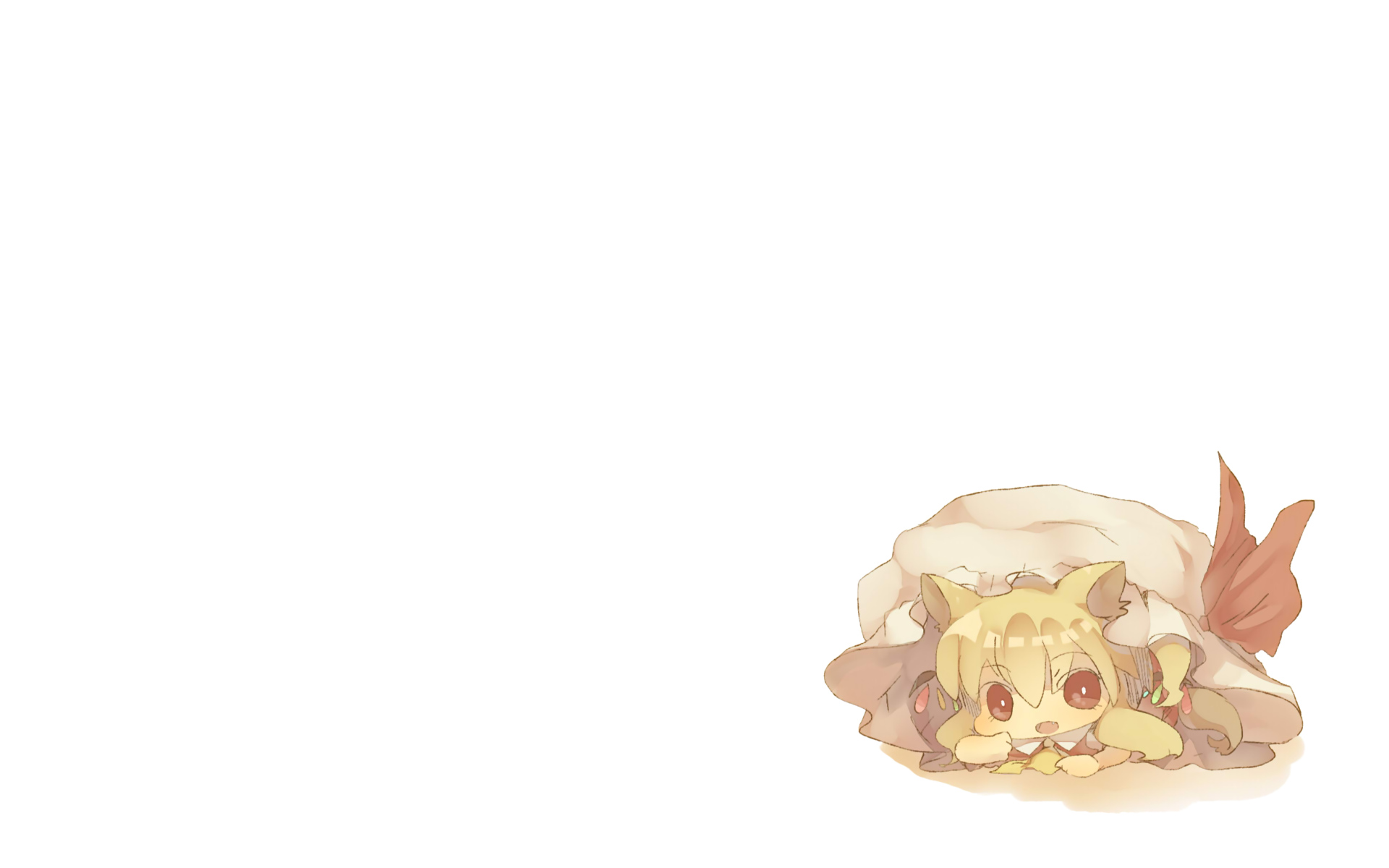 animal_ears, chibi, fang, flandre_scarlet, hat, masirosu, short_hair, touhou, vampire, wings