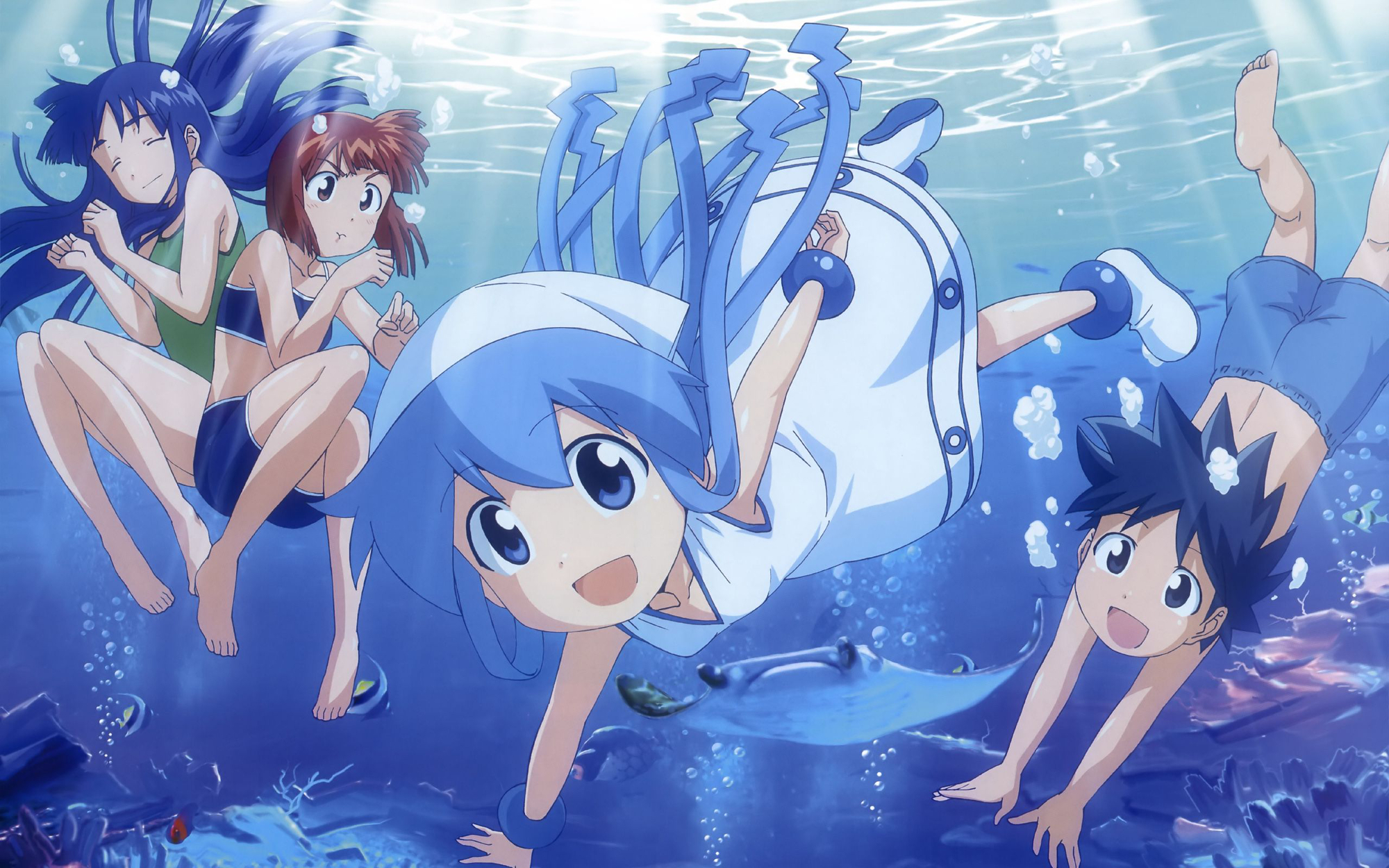 aizawa_chizuru, aizawa_eiko, aizawa_takeru, group, ikamusume, loli, shinryaku!_ikamusume, underwater, water