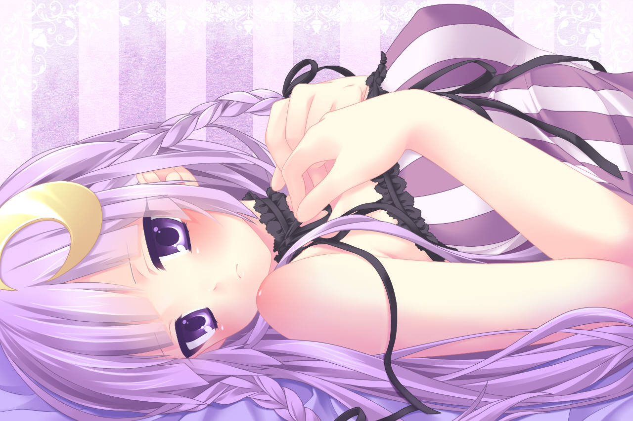blush, braids, close, etou_(cherry7), long_hair, patchouli_knowledge, purple_eyes, purple_hair