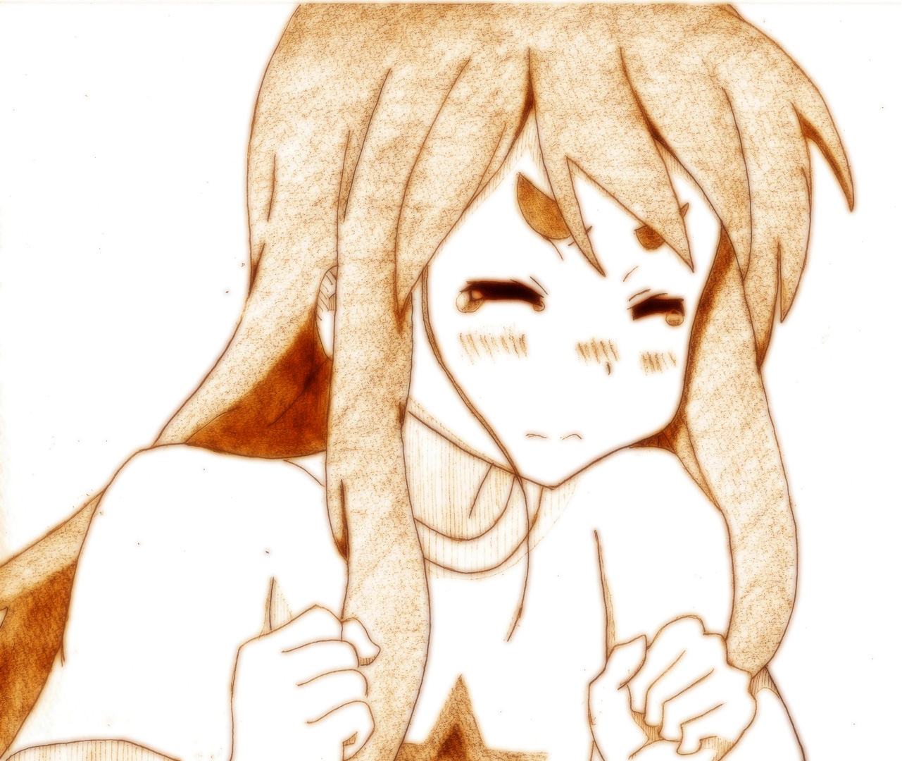 blush, godees, k-on!, kotobuki_tsumugi, monochrome