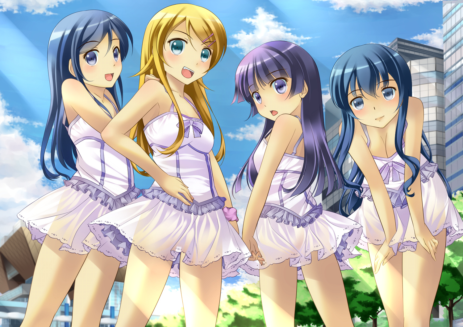 aragaki_ayase, dress, gokou_ruri, kousaka_kirino, makishima_saori, onaka_sukisuki, ore_no_imouto_ga_konna_ni_kawaii_wake_ga_nai