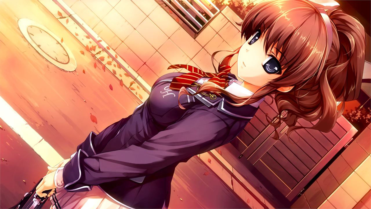 brown_hair, game_cg, hanamiya_nagisa, kuroya_shinobu, school_uniform, trumple, ushinawareta_mirai_wo_motomete