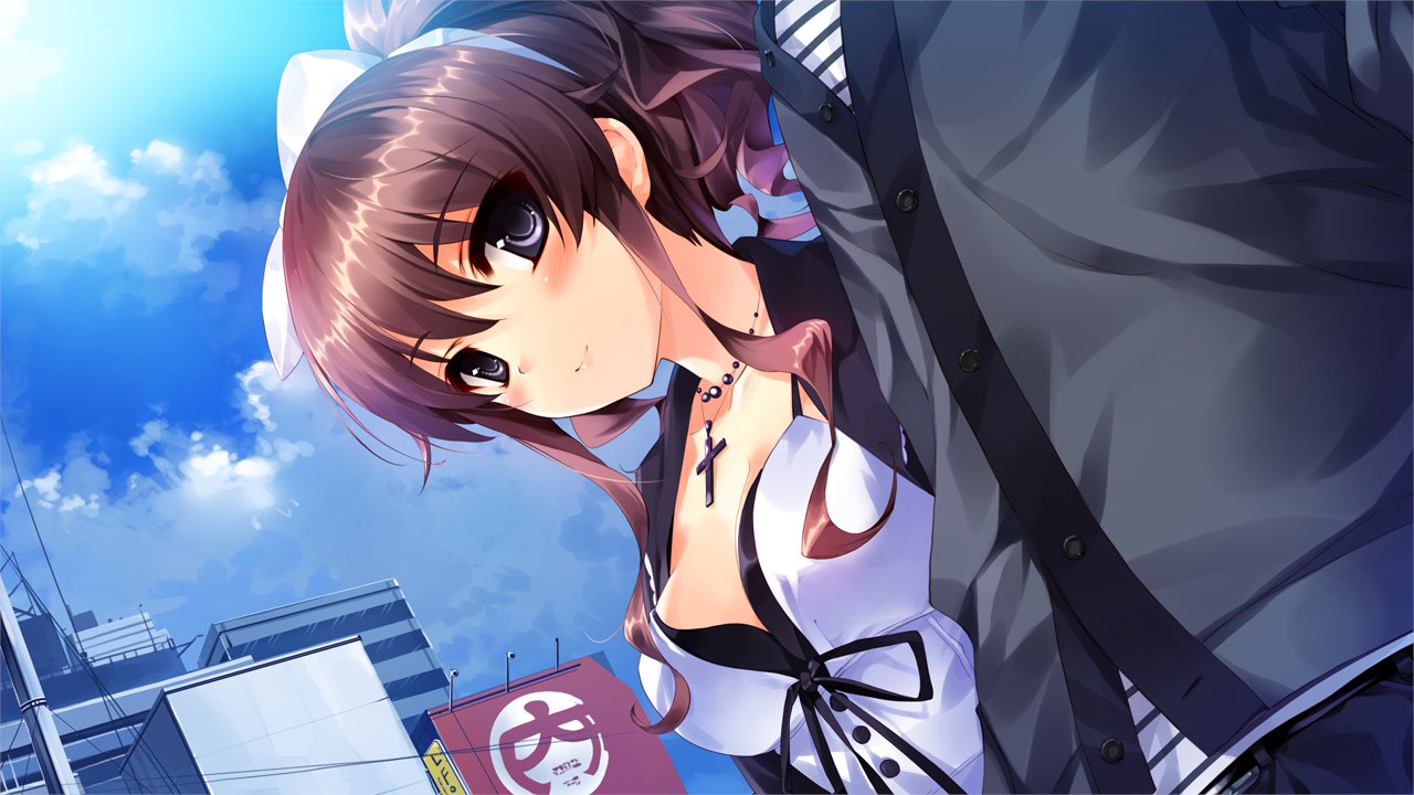 blush, brown_hair, game_cg, hanamiya_nagisa, kuroya_shinobu, trumple, ushinawareta_mirai_wo_motomete