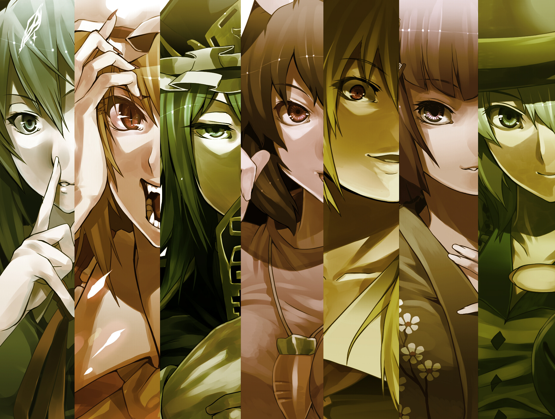 animal_ears, bunny_ears, bunnygirl, cirno, close, fairy, flandre_scarlet, hieda_no_akyuu