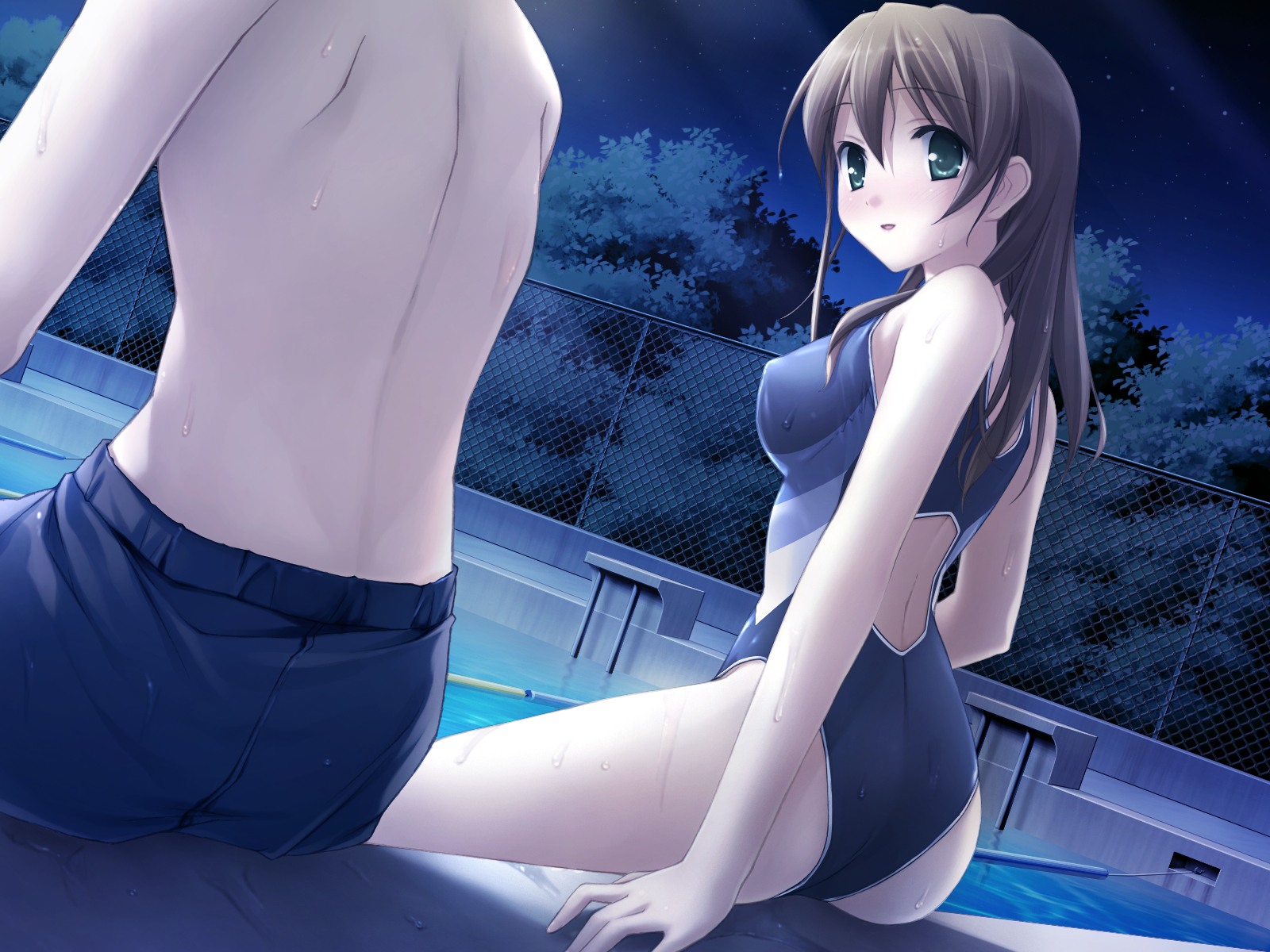 brown_hair, cube, game_cg, green_eyes, itou_hinako, kantoku, long_hair, natsu_no_ame