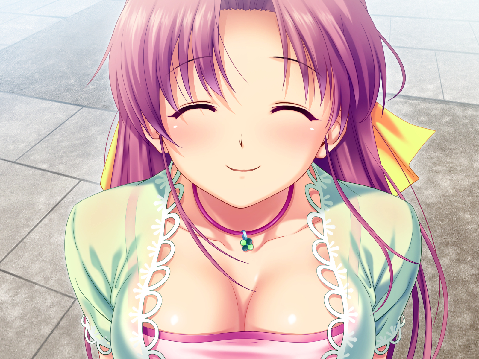 aoi_matsuri, breasts, cleavage, close, game_cg, koutaro, long_hair, necklace