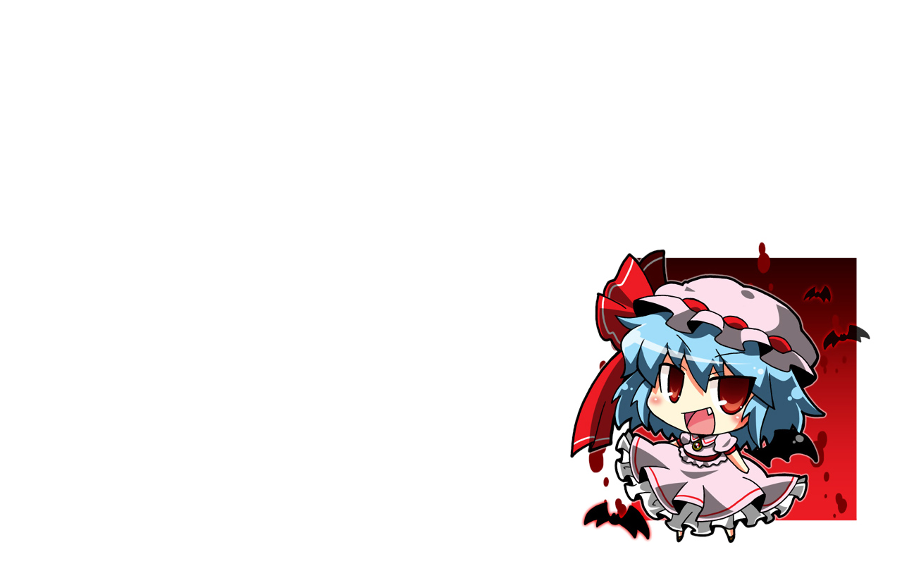 animal, bat, blush, chibi, fang, hat, noai_nioshi, remilia_scarlet