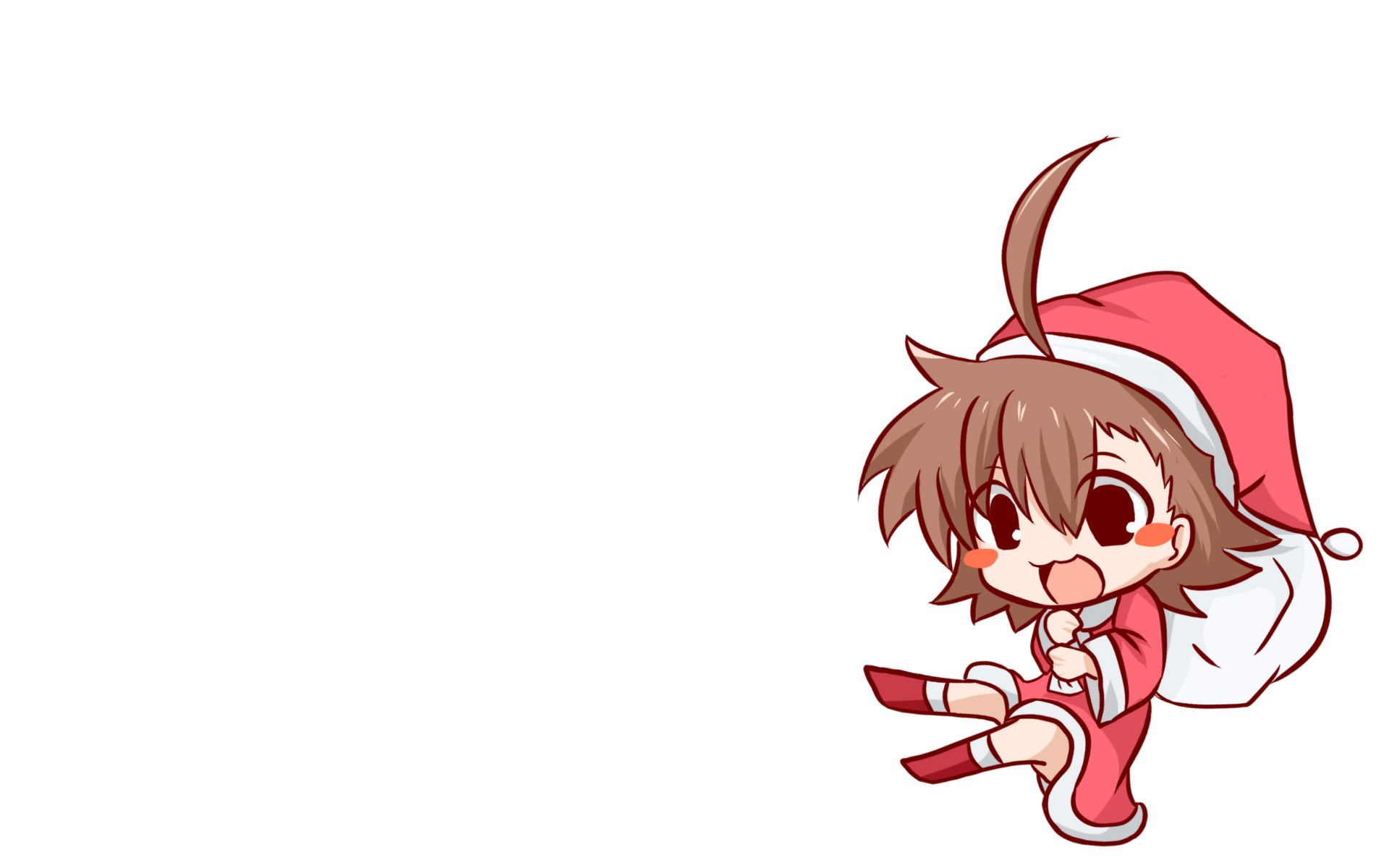 blush, brown_hair, chibi, christmas, hat, last_order, rubii, santa_costume, santa_hat, short_hair, to_aru_majutsu_no_index, white