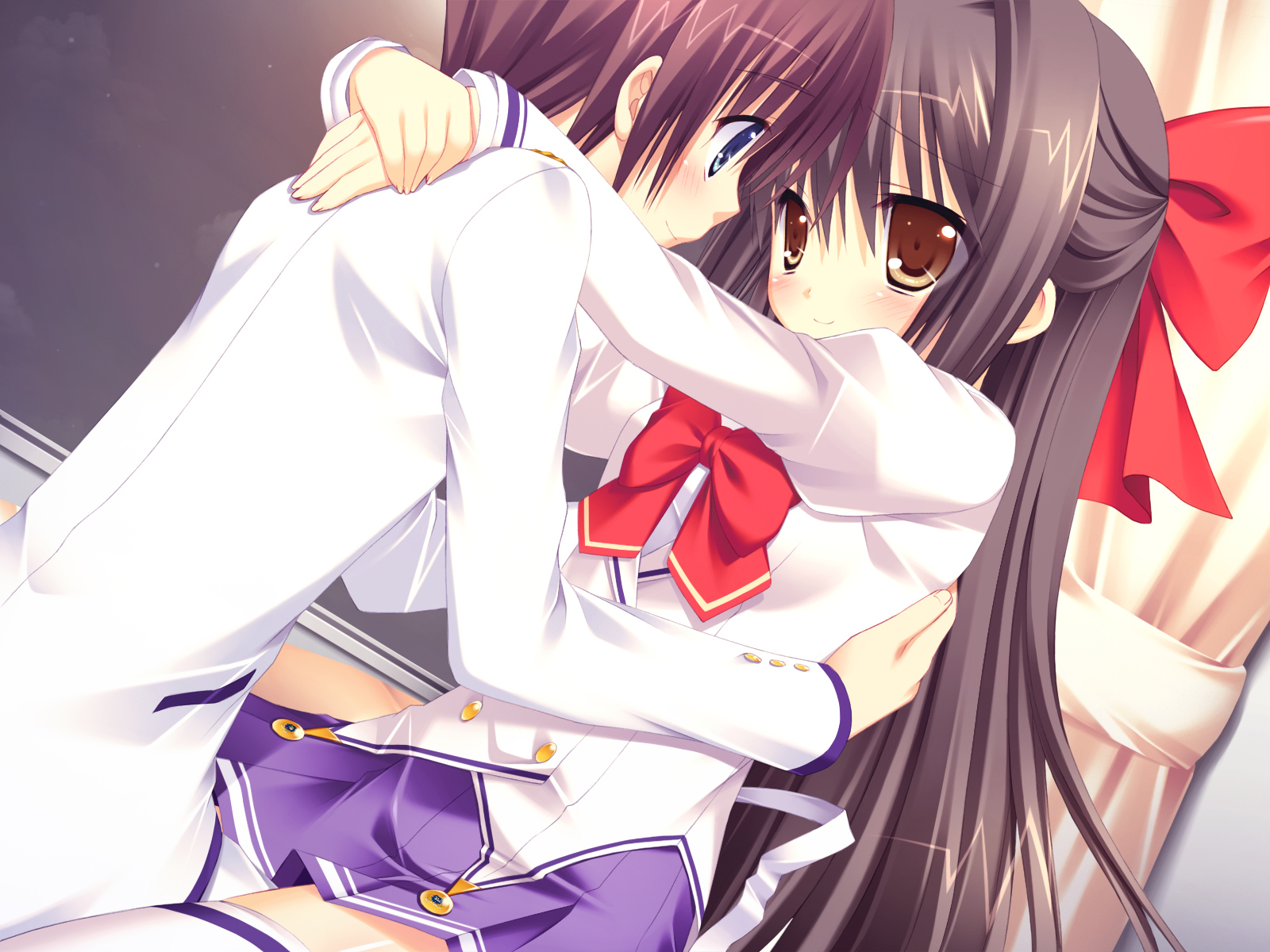 benzaiten_enishi, blush, brown_eyes, brown_hair, game_cg, journey, nanairo_kouro, sasorigatame