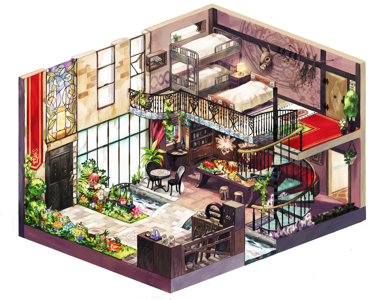 bed, flowers, nishihara_isao, tagme