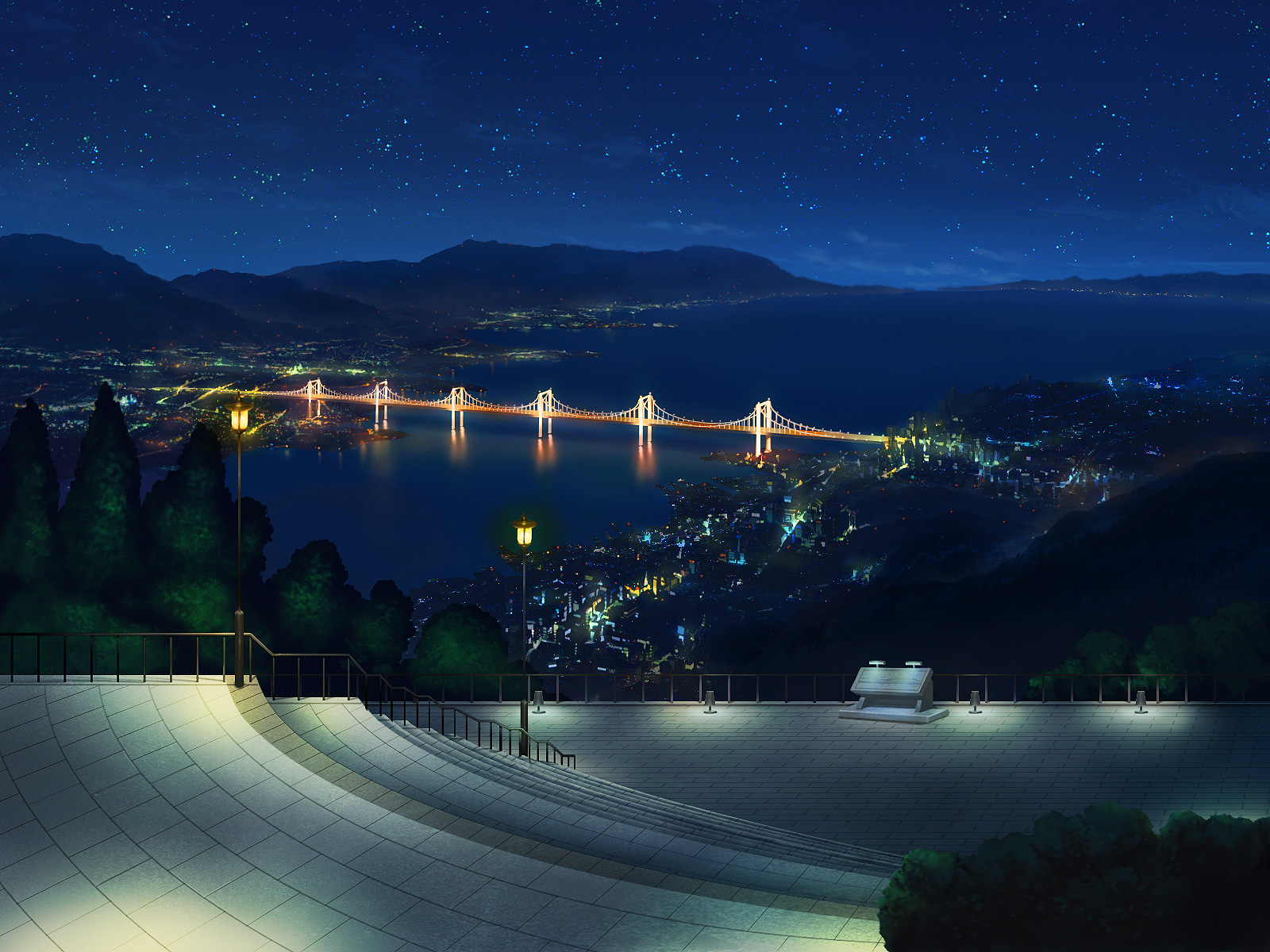 building, city, landscape, night, rui_wa_tomo_wo_yobu, scenic, stars