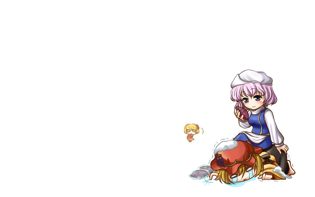 aki_minoriko, aki_shizuha, food, hat, kei_(pixiv), letty_whiterock, tears, touhou