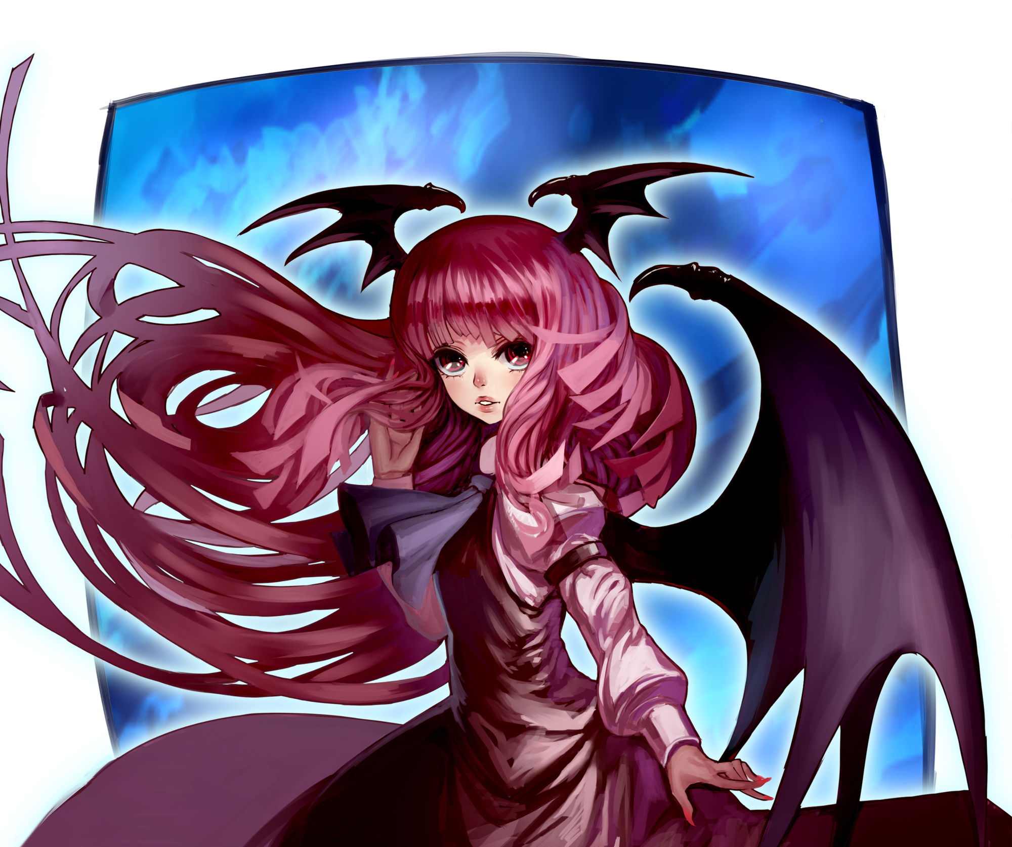 animal_ears, demon, kei_t_sr, koakuma, red_eyes, red_hair, touhou, wings