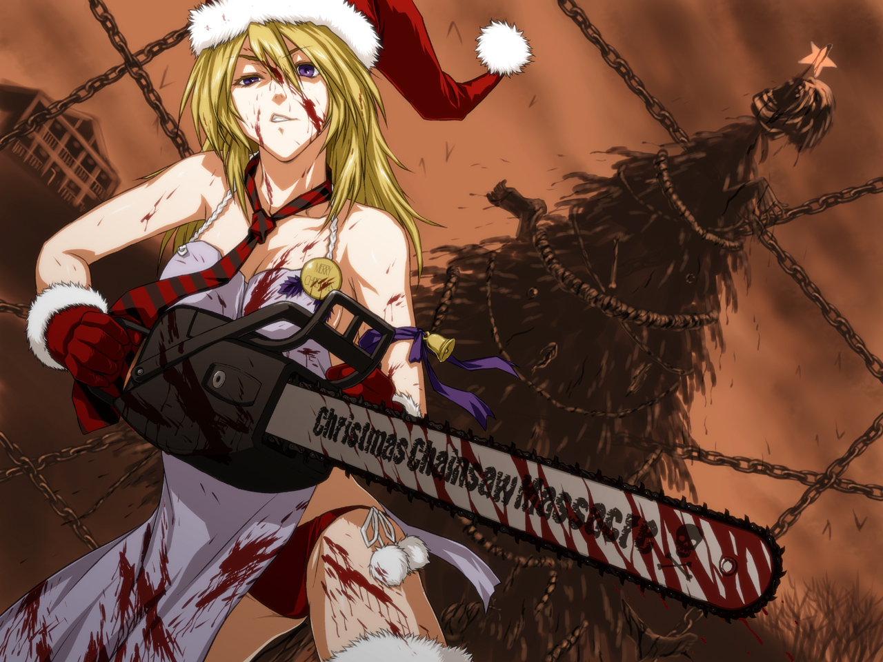 chainsaw, christmas, iga_tomoteru, original