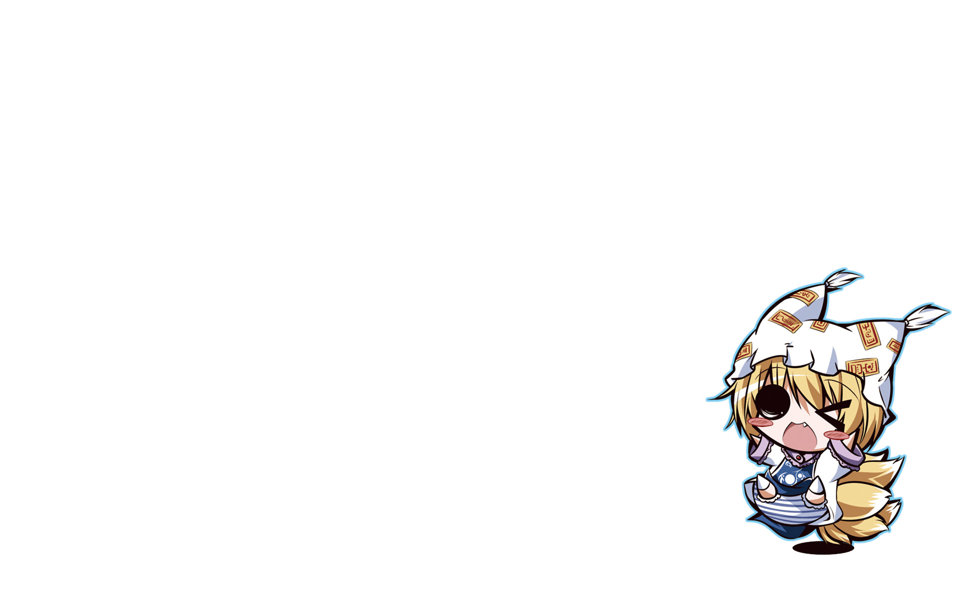 animal_ears, chibi, foxgirl, multiple_tails, shin_no, tail, touhou, white, yakumo_ran