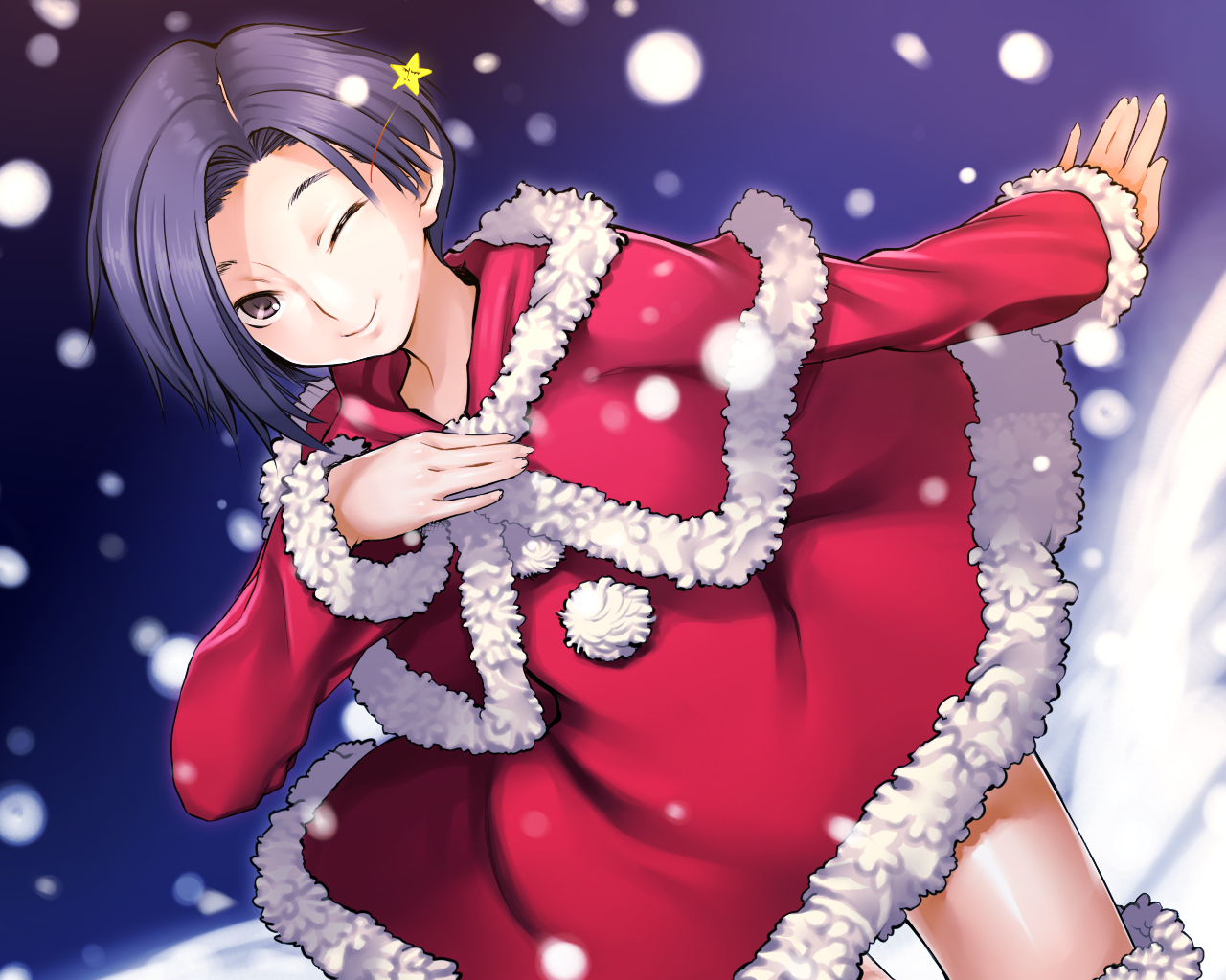 christmas, kobayakawa_rinko, love_plus, short_hair, shuuei, snow