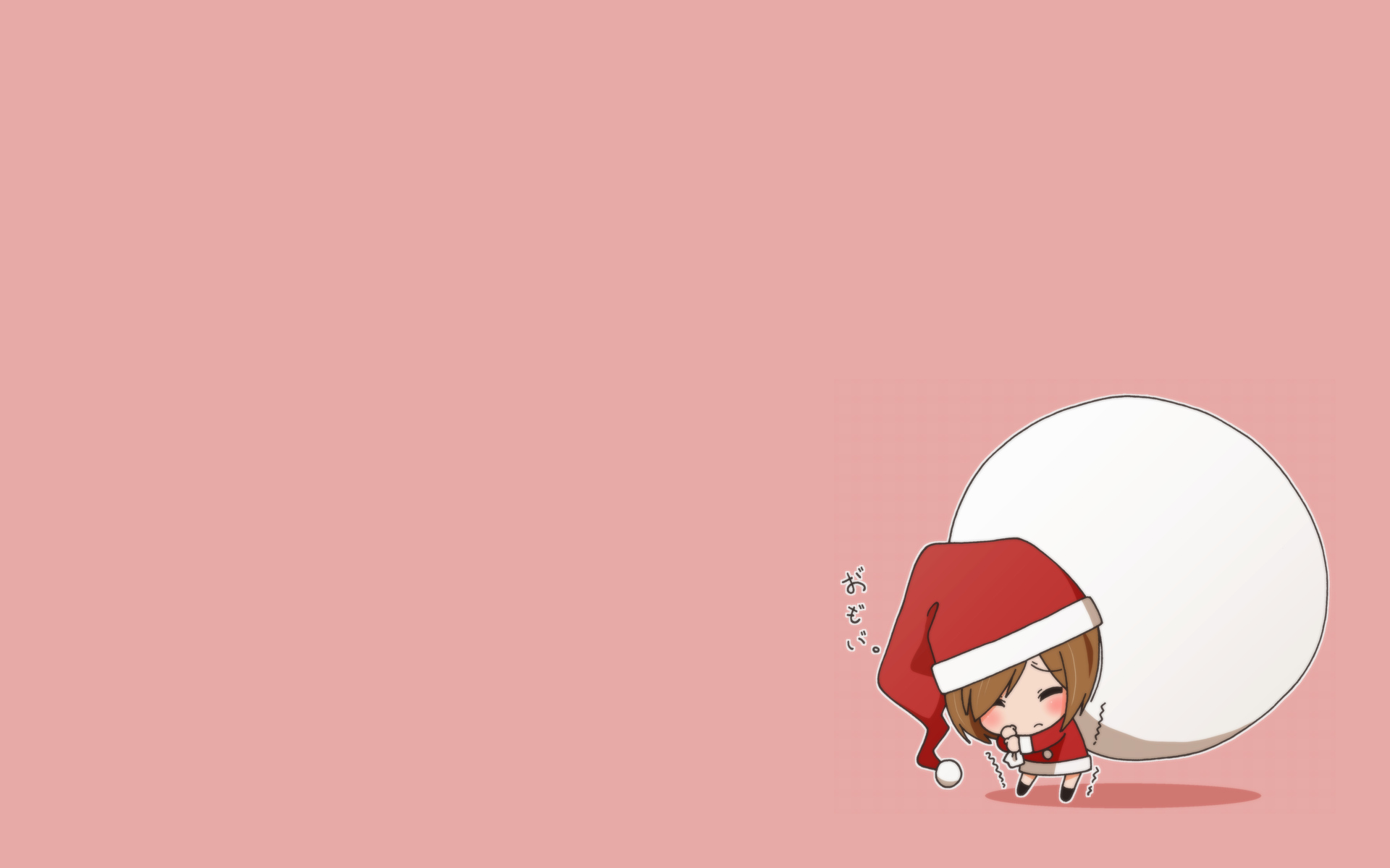 brown_hair, chibi, christmas, hat, kinoshita_shizuka, k-on!, landolt_tamaki, pink, santa_costume, santa_hat, short_hair