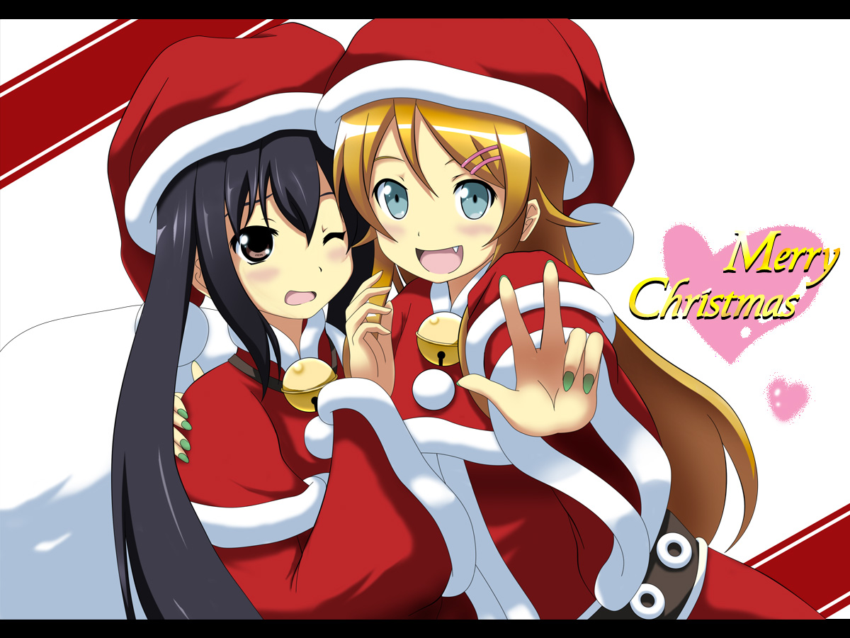 christmas, crossover, k-on!, kousaka_kirino, kuroma_(no_plan), nakano_azusa, ore_no_imouto_ga_konna_ni_kawaii_wake_ga_nai