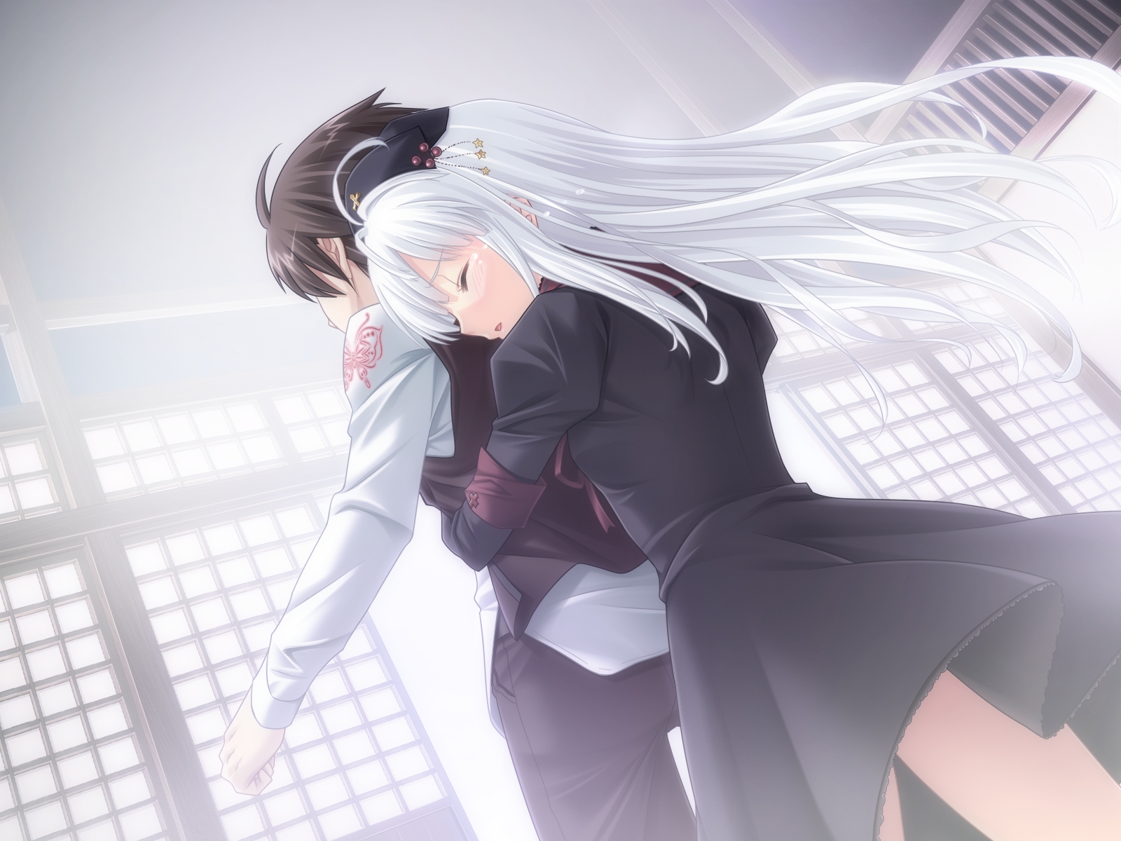 game_cg, hug, kitto_todoku_sumiwataru_asairo_yori_mo, kumigami_hiyo, propeller, white_hair, yasuyuki