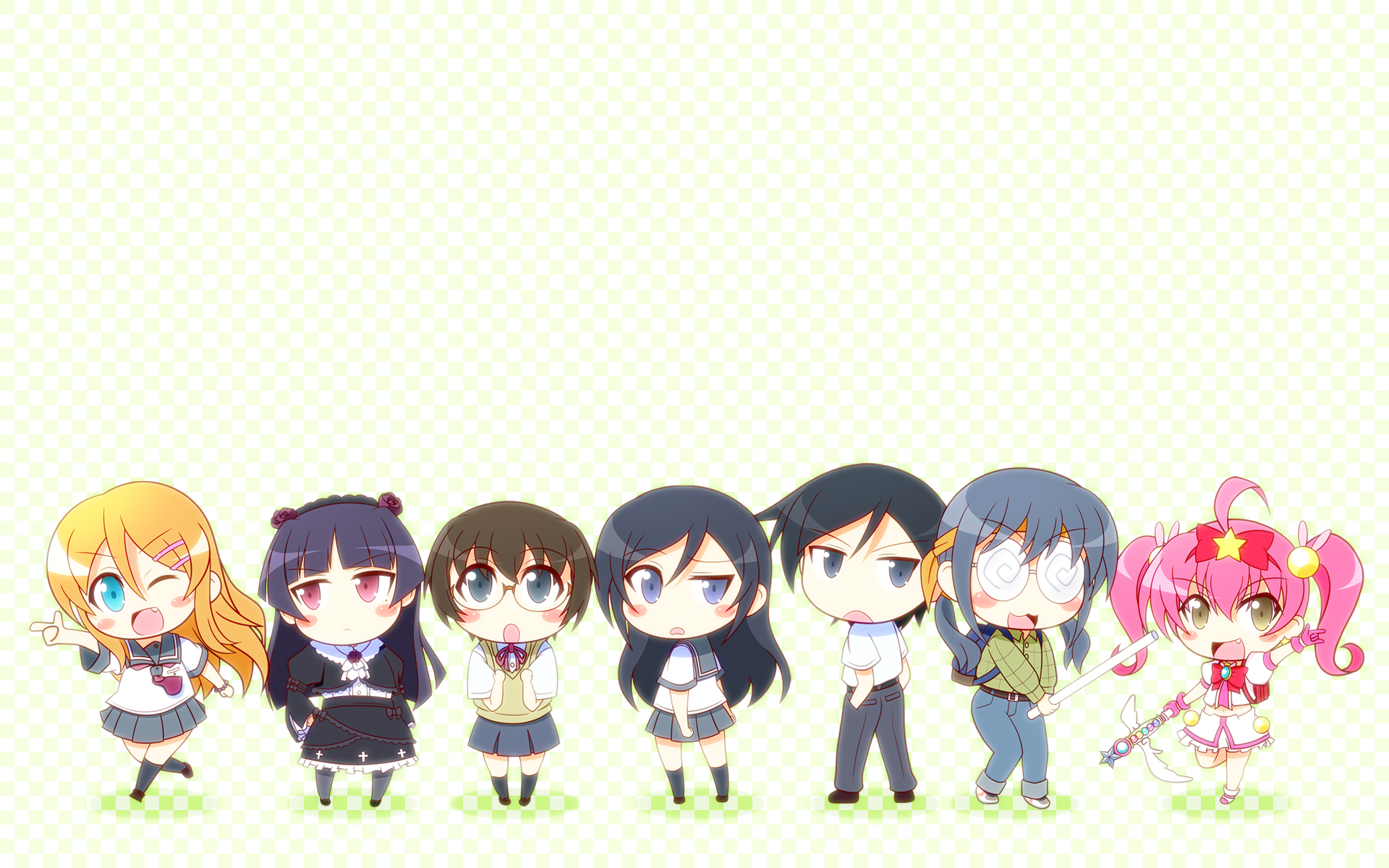 aragaki_ayase, chibi, gokou_ruri, group, kaleido_yuki, kousaka_kirino, kousaka_kyousuke, kurusu_kanako, makishima_saori, male, ore_no_imouto_ga_konna_ni_kawaii_wake_ga_nai, tamura_manami