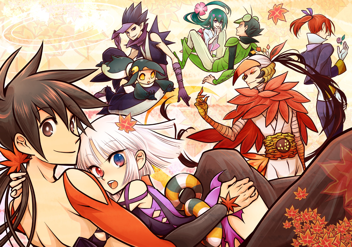 katanagatari, maniwa_houou, maniwa_kamakiri, maniwa_koumori, maniwa_pengin, souda_emonzaemon, togame, yasuri_nanami, yasuri_shichika