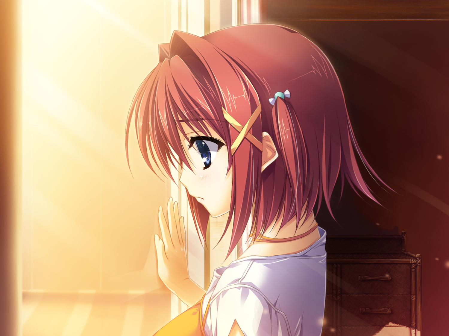 akabeisoft2, blue_eyes, game_cg, kourin_no_machi_lavender_no_shoujo, red_hair, short_hair, suzuki_haruka, yuuki_hagure
