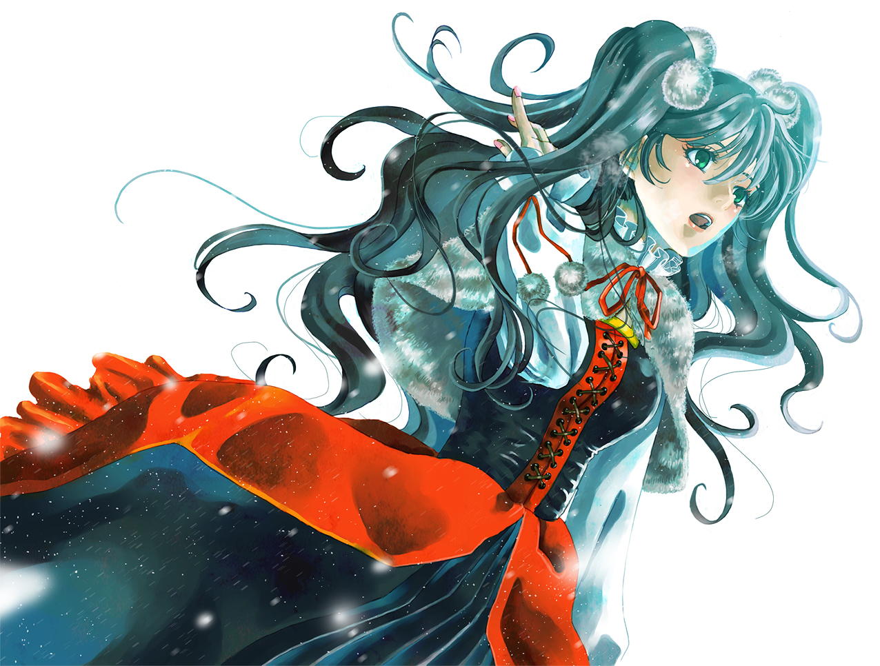 aqua_eyes, aqua_hair, dress, hatsune_miku, kageyama_madoka, twintails, vocaloid, white