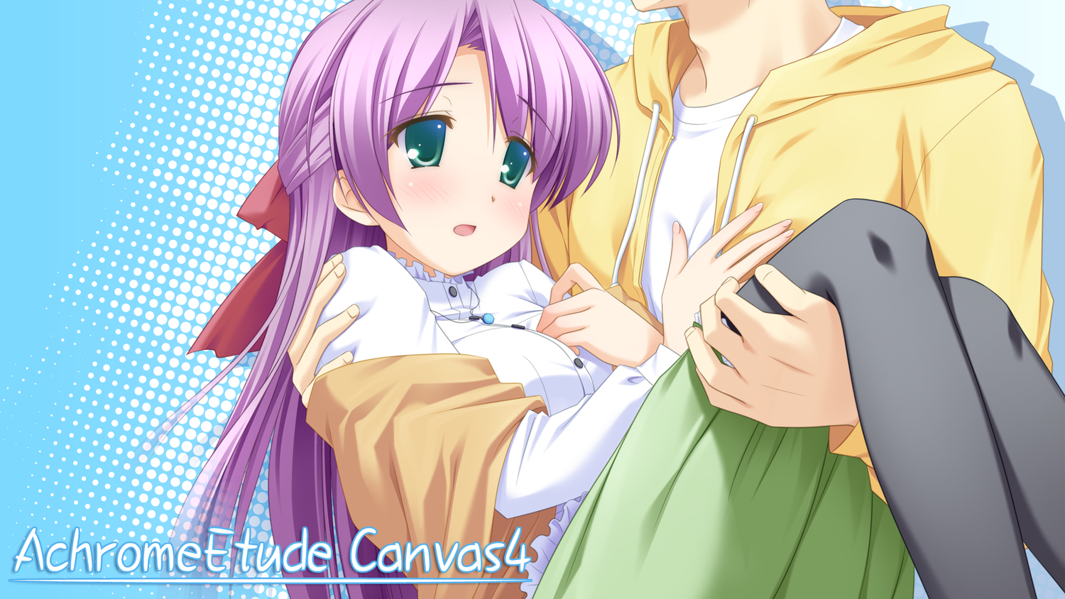 aqua_eyes, canvas_4, long_hair, pantyhose, purple_hair, saginomiya_tsumugi, tagme