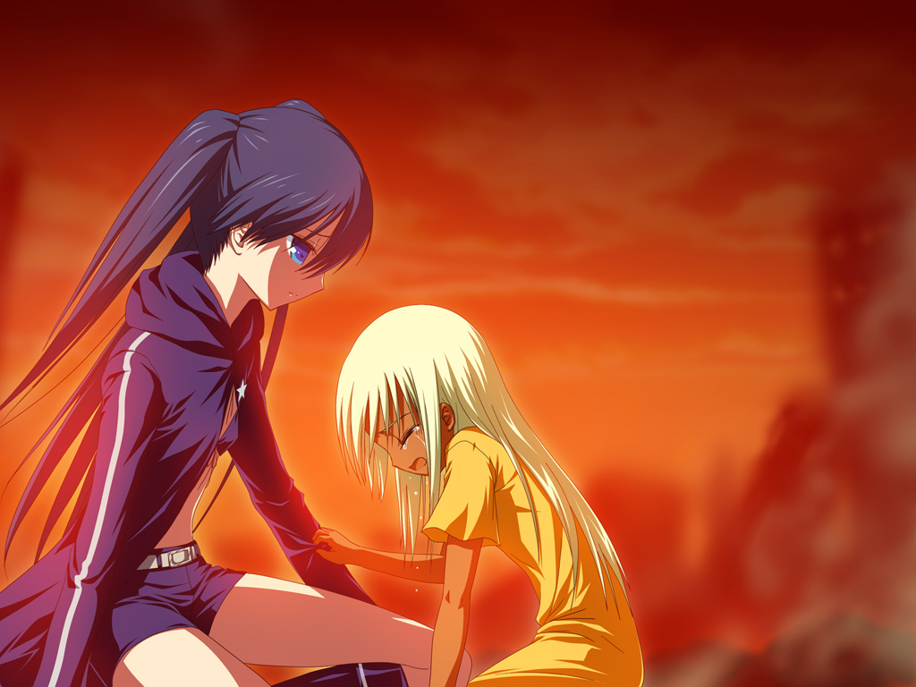 bikini_top, black_rock_shooter, blue_eyes, crying, hood, kuroi_mato, loli, shorts