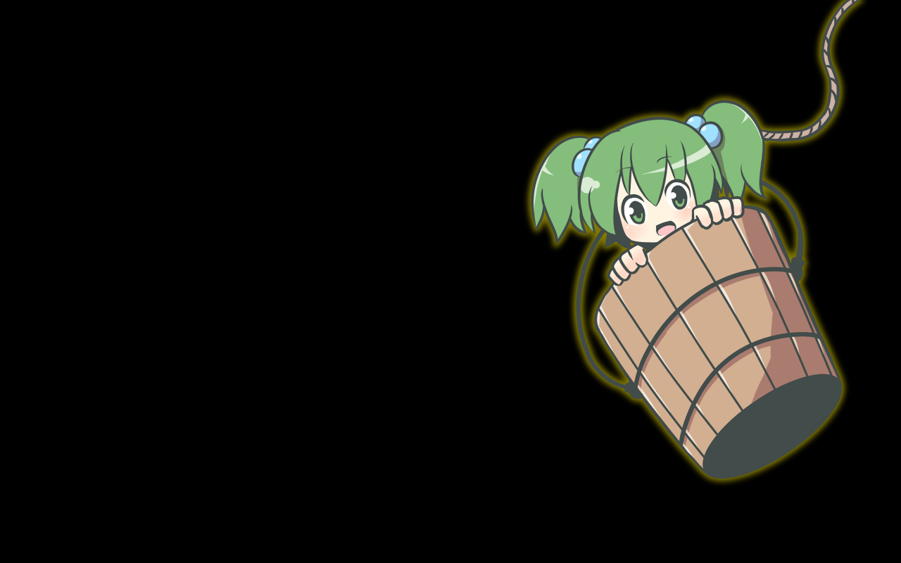 green_eyes, green_hair, kisume, short_hair, touhou, transparent, twintails, yuragi_(nukomomo)