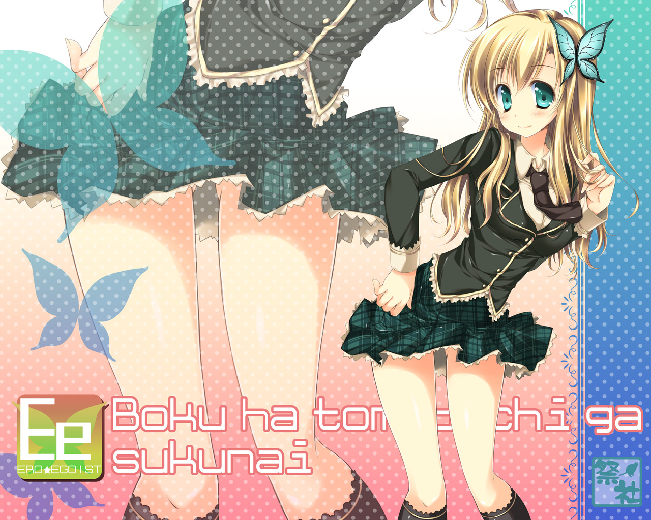 aqua_eyes, blonde_hair, boku_wa_tomodachi_ga_sukunai, kashiwazaki_sena, nanaroba_hana, school_uniform