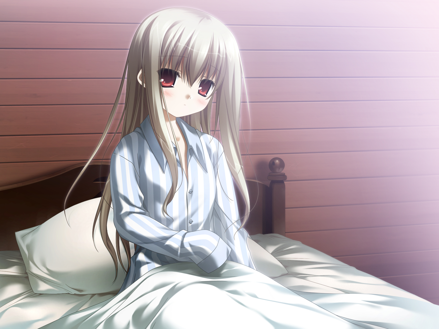 bed, chikotam, eden, game_cg, loli, pajamas, red_eyes, shion