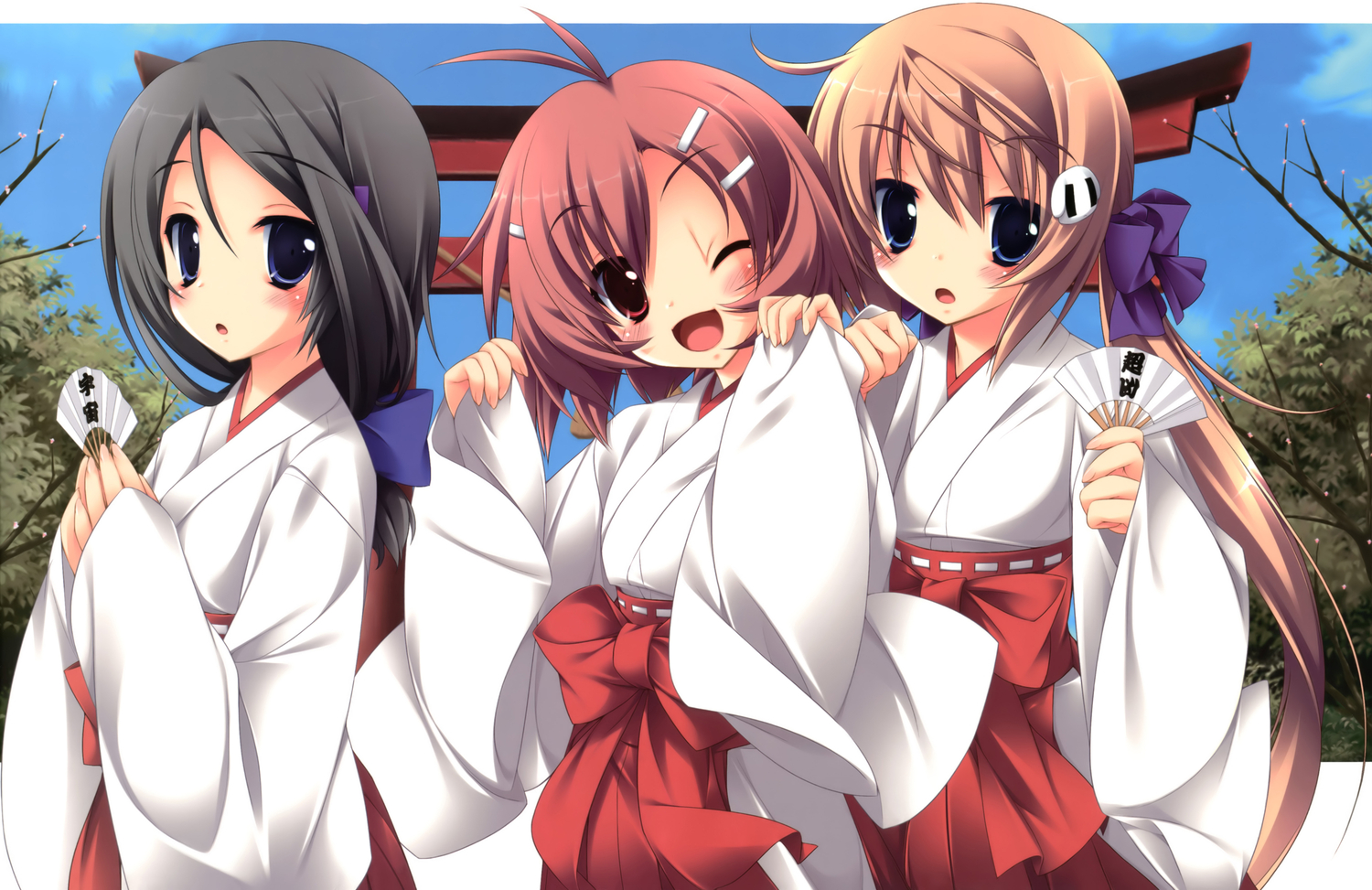fan, hattori_aya, japanese_clothes, koiiro_soramoyou, lucie, miki_machiko, miko, scan