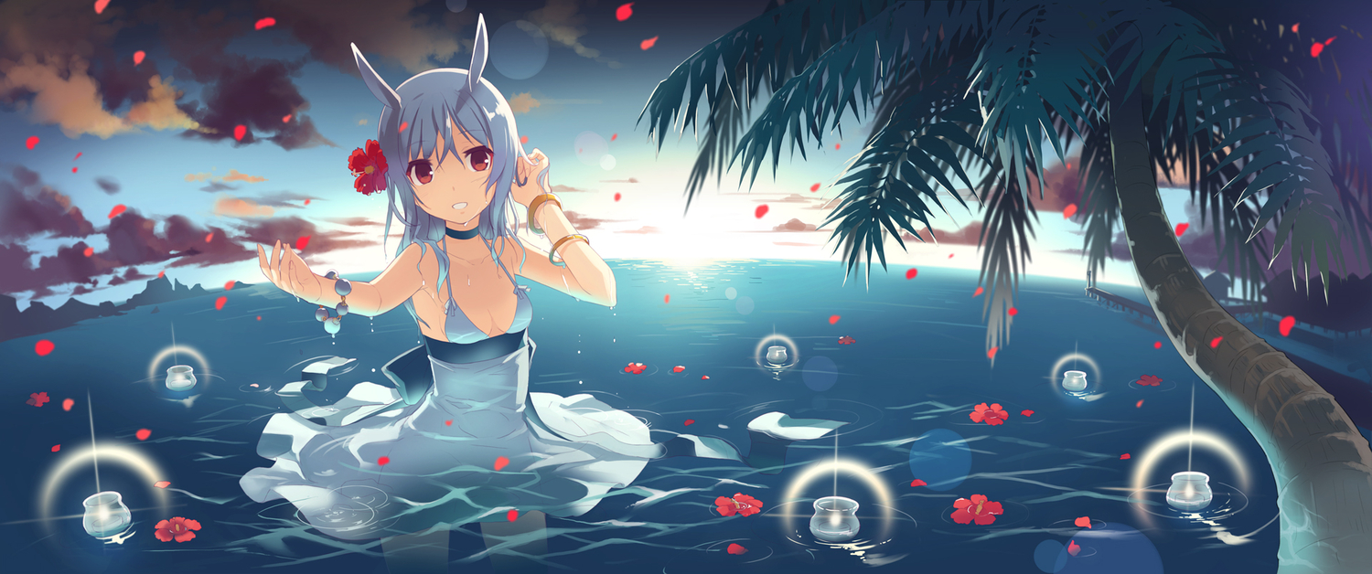 animal_ears, bunny_ears, bunnygirl, choker, clouds, dj_max, dj_max_technika, dress