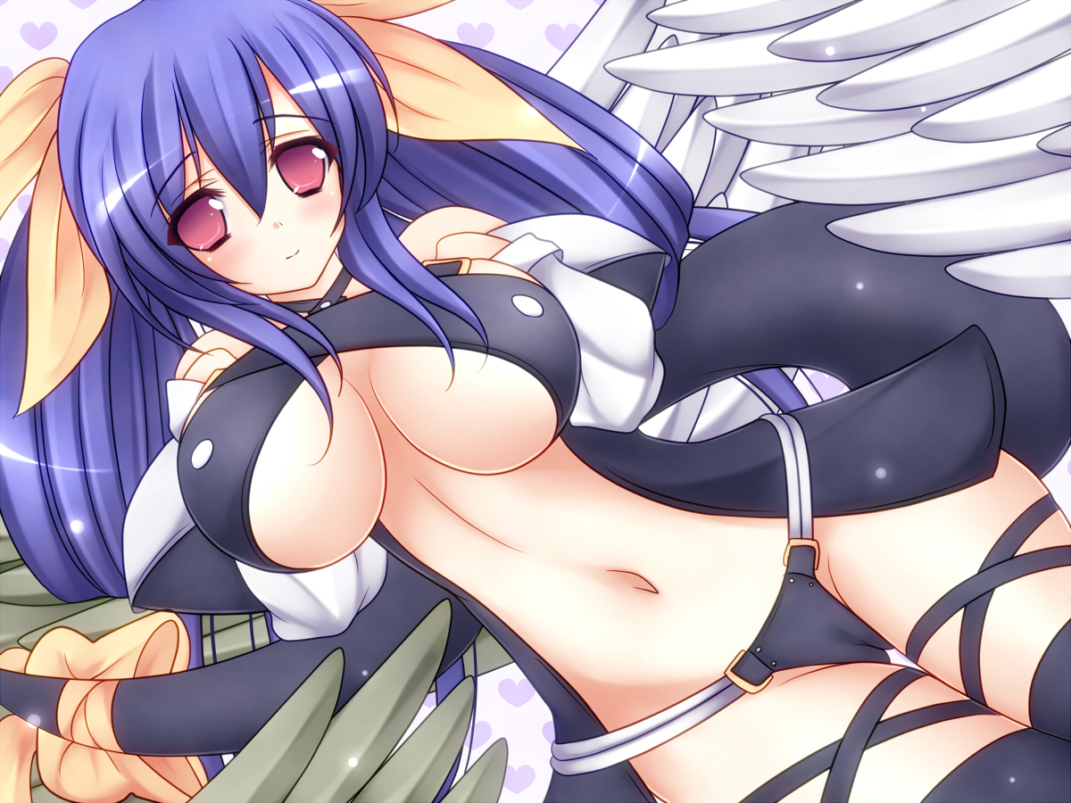 blue_hair, bow, breasts, choker, dizzy, guilty_gear, long_hair, mikan_(5555)