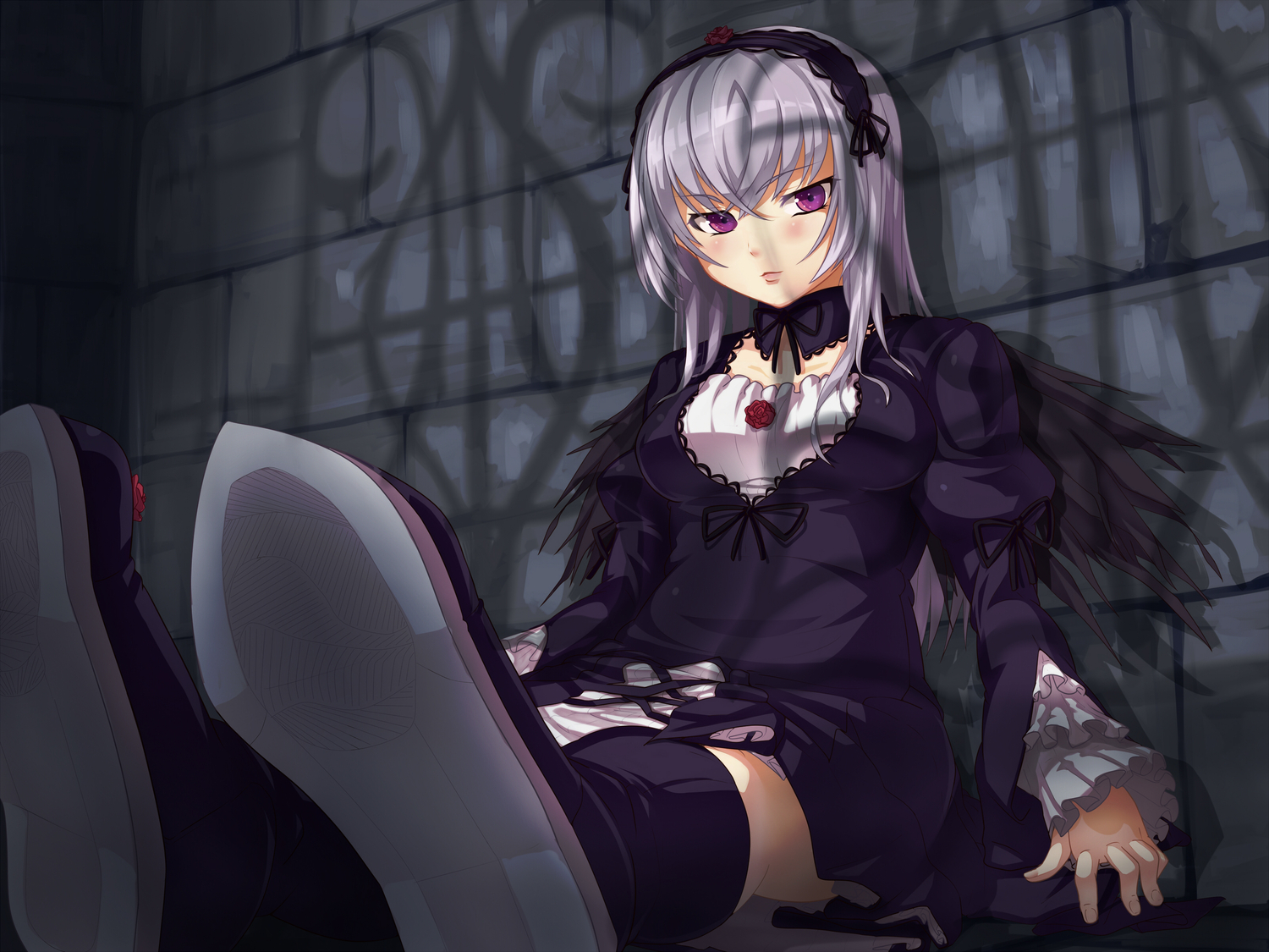 kinniku1234, purple_eyes, rozen_maiden, suigintou, wings