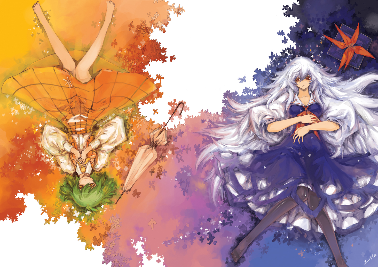 kamishirasawa_keine, kazami_yuuka, touhou, zutta