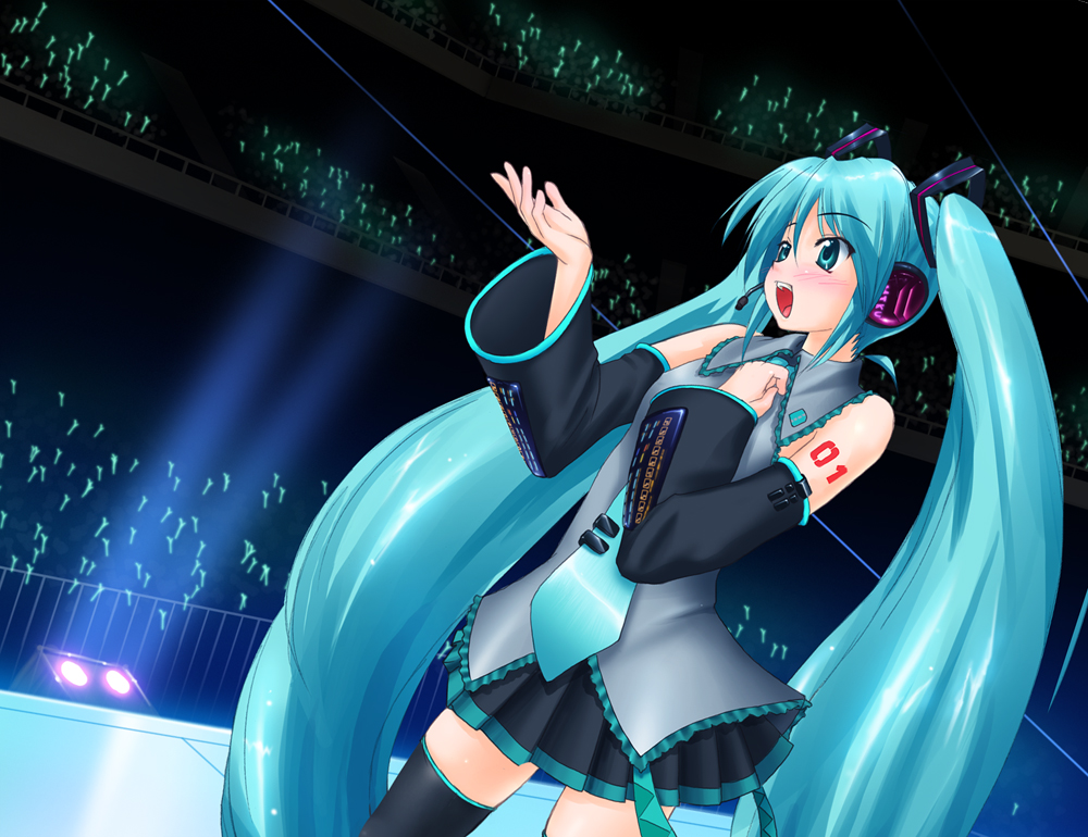 aqua_eyes, aqua_hair, hatsune_miku, headphones, shirakawa_mayo, thighhighs, twintails, vocaloid