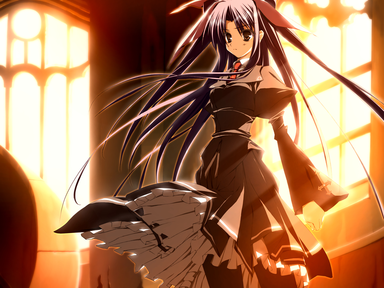 game_cg, long_hair, makura, nakamura_mizuna, pantyhose, sakura_no_uta, school_uniform, tagme