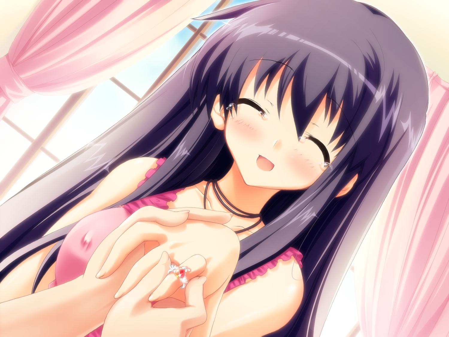 anekano, black_hair, chococo, erect_nipples, game_cg, long_hair, moo_(umineko), noyama_sakura, tears