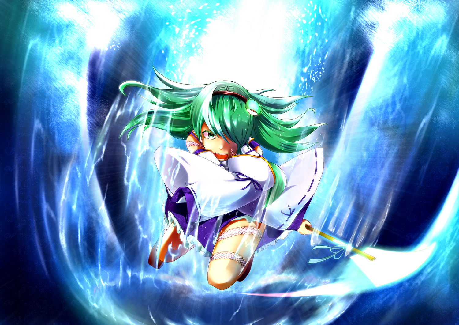 diohazard, green_eyes, green_hair, japanese_clothes, kochiya_sanae, long_hair, miko, touhou