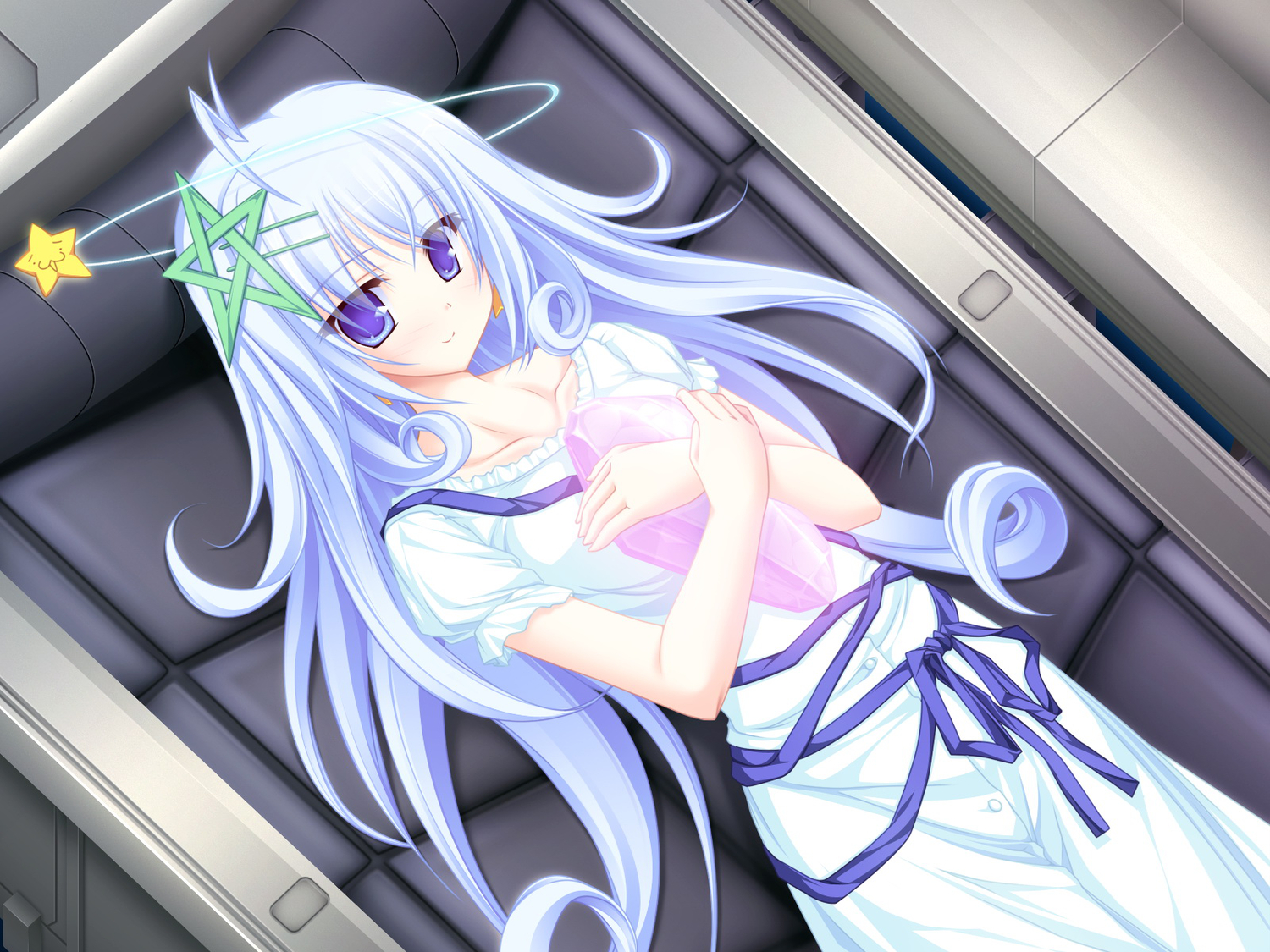 77, blue_hair, game_cg, kuu_(77), long_hair, purple_eyes, ribbons, tenmaso, whirlpool
