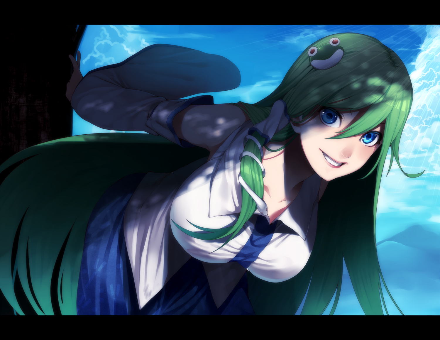 blue_eyes, green_hair, japanese_clothes, kochiya_sanae, miko, rby, touhou