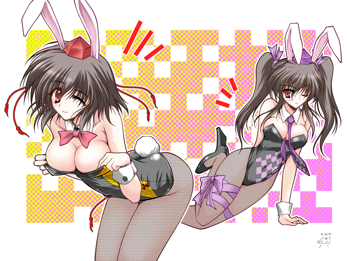 animal_ears, bunny_ears, bunnygirl, danshaku, himekaidou_hatate, shameimaru_aya, touhou